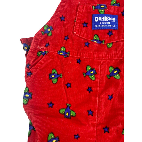 Oshkosh B'Gosh Baby Overalls 6-9M Baby Plane Airplane Corduroy Footed Vintage - Picture 5 of 12